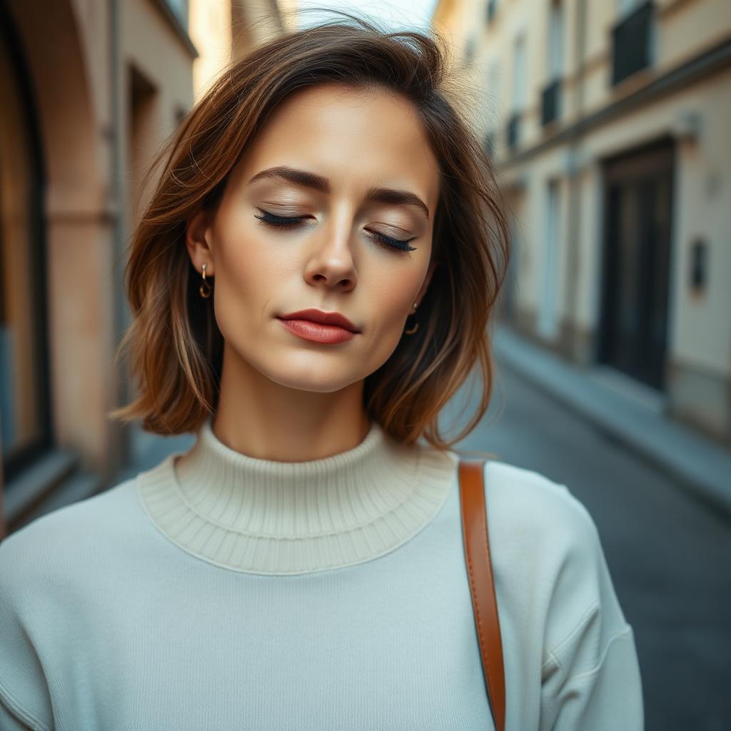 Woman with eyes closed